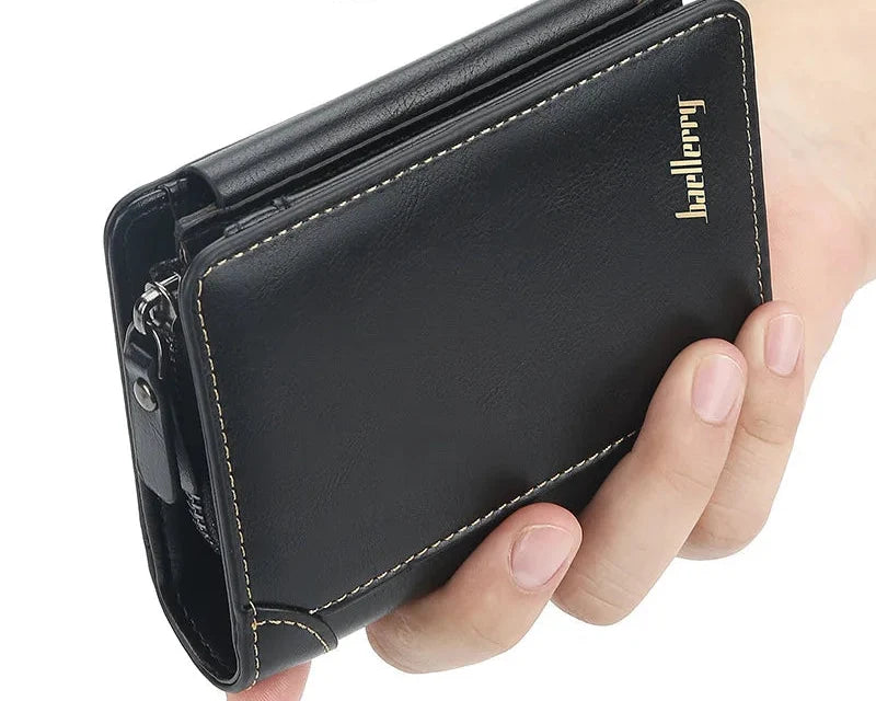Compact PU Leather Men's Wallet with Zip and Stylish Card Holder