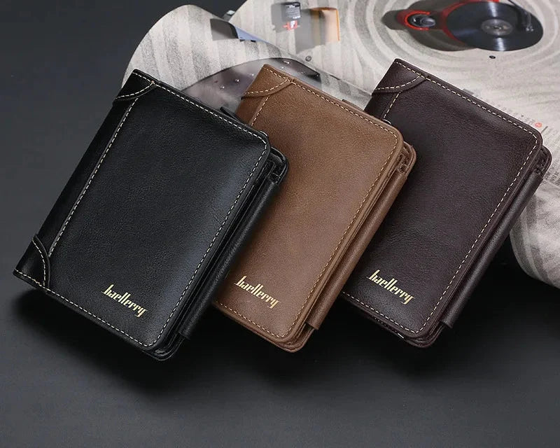 Compact PU Leather Men's Wallet with Zip and Stylish Card Holder