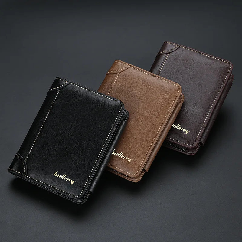 Compact PU Leather Men's Wallet with Zip and Stylish Card Holder