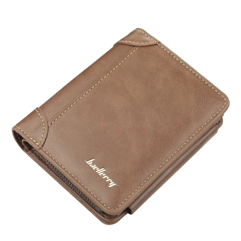 Compact PU Leather Men's Wallet with Zip and Stylish Card Holder