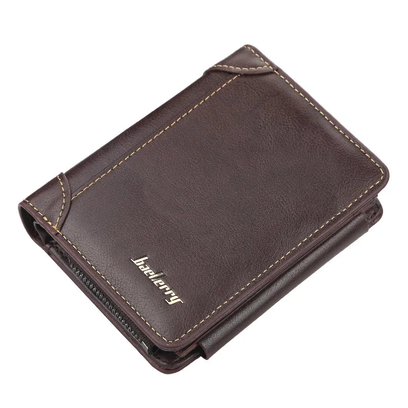 Compact PU Leather Men's Wallet with Zip and Stylish Card Holder
