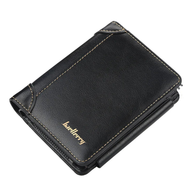 Compact PU Leather Men's Wallet with Zip and Stylish Card Holder