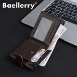 Men's Compact Zippered PU Leather Wallet with Card Holder and Coin Pocket