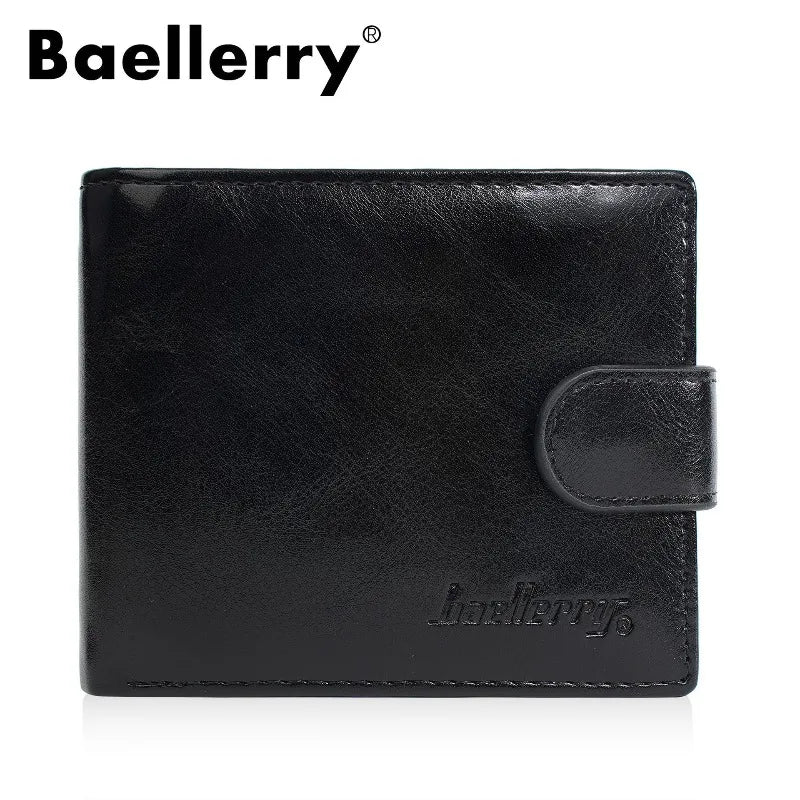 Men's Compact Zippered PU Leather Wallet with Card Holder and Coin Pocket