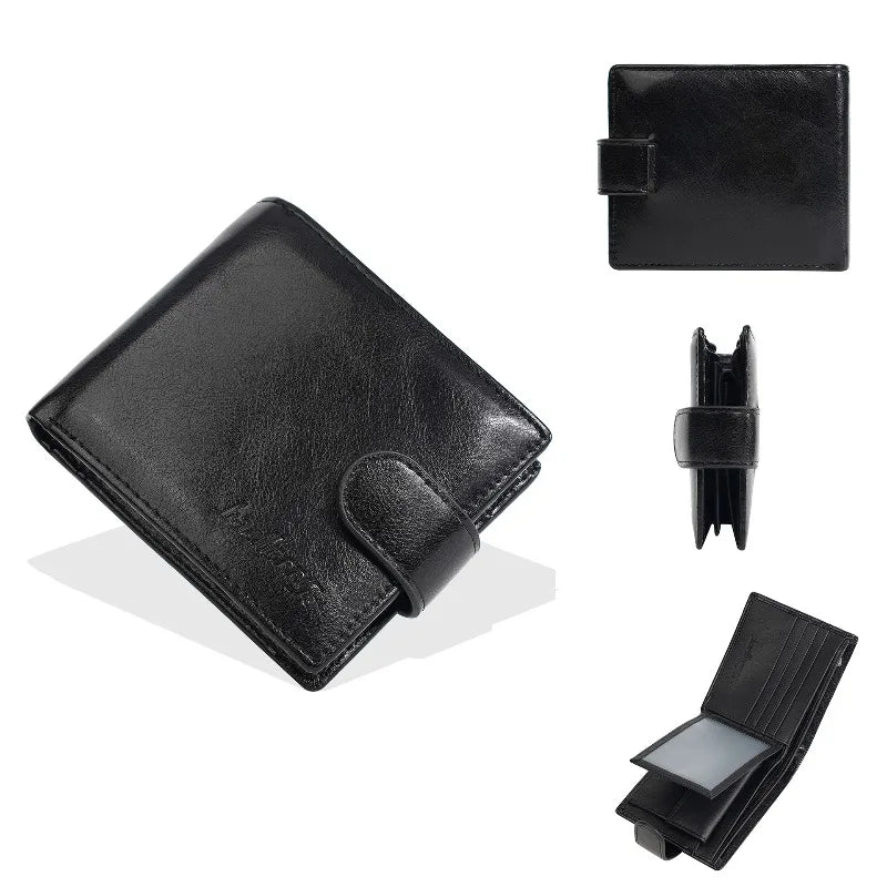 Men's Compact Zippered PU Leather Wallet with Card Holder and Coin Pocket Image