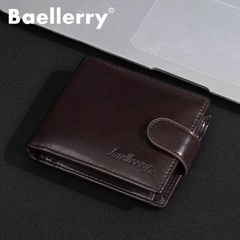 Men's Compact Zippered PU Leather Wallet with Card Holder and Coin Pocket