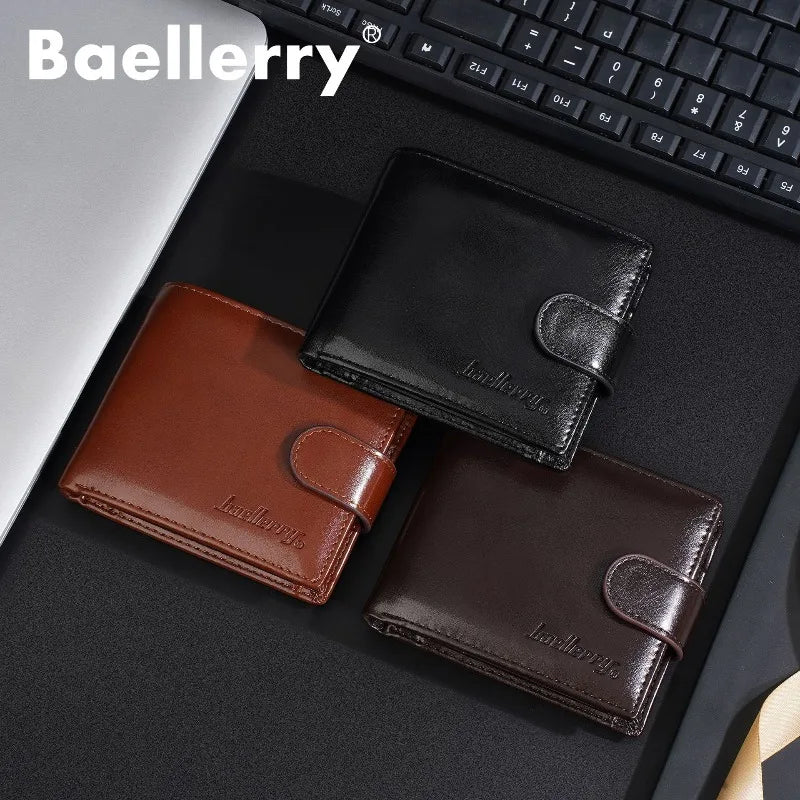Men's Compact Zippered PU Leather Wallet with Card Holder and Coin Pocket