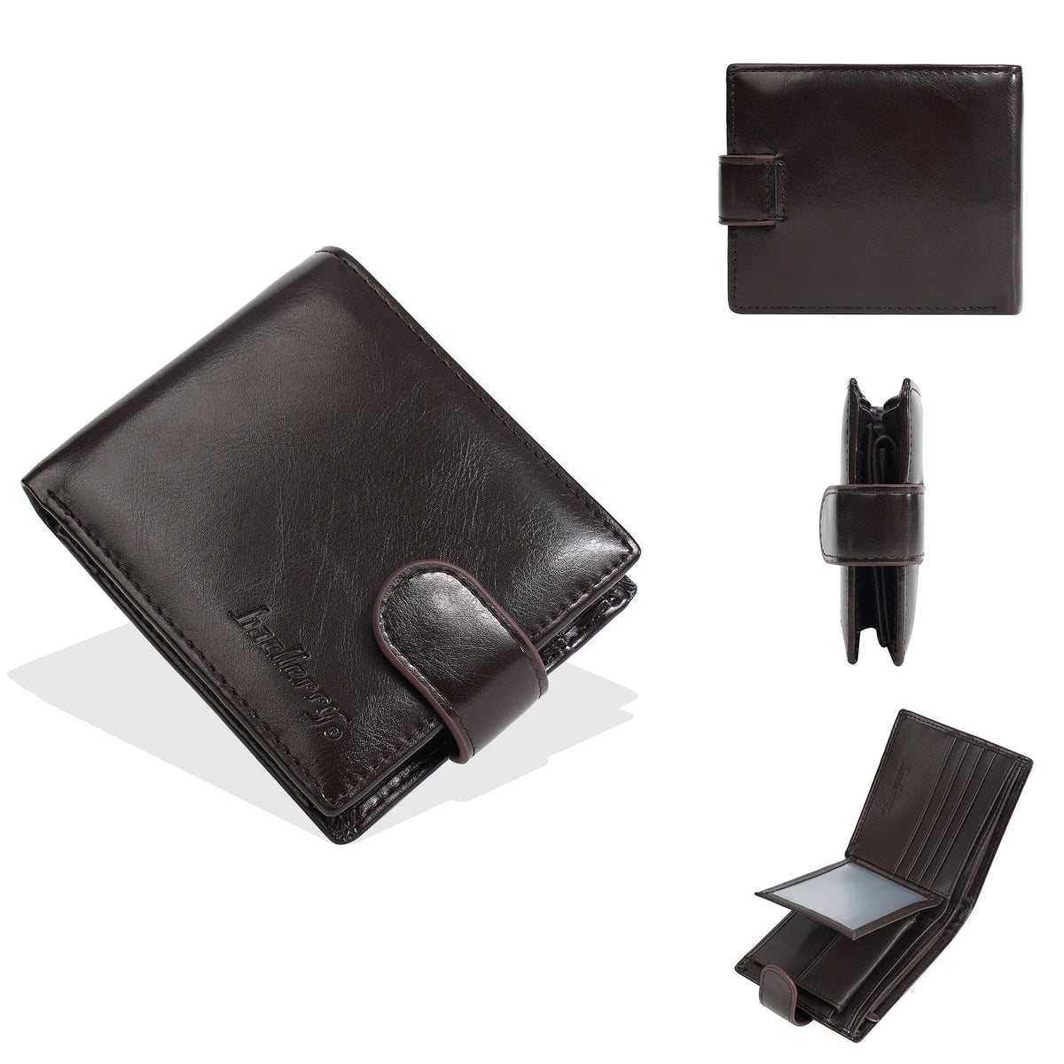 Men's Compact Zippered PU Leather Wallet with Card Holder and Coin Pocket
