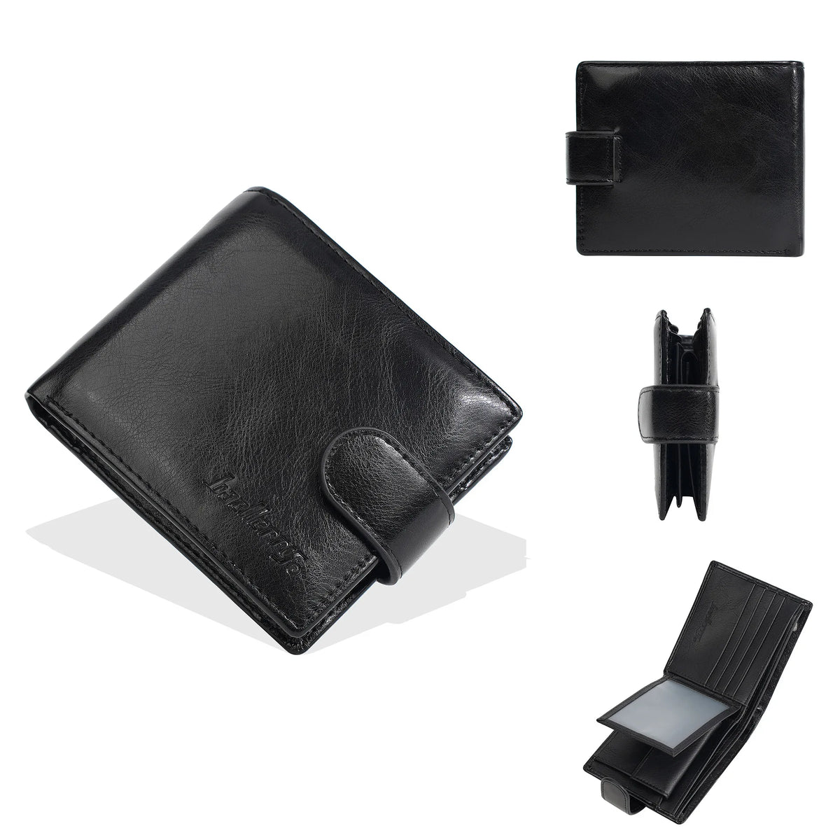 Men's Compact Zippered PU Leather Wallet with Card Holder and Coin Pocket