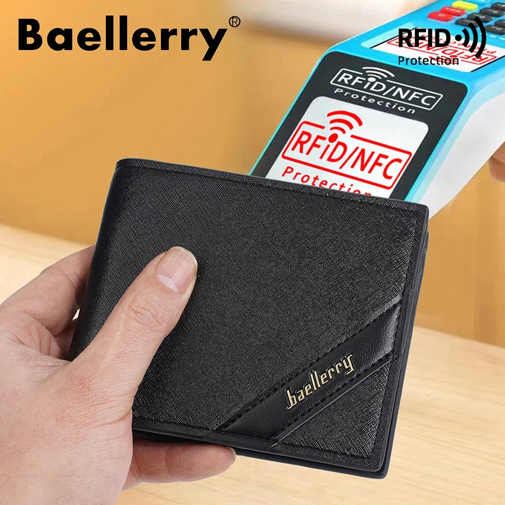 Men's Bifold Wallet in PU with RFID, Zippered Coin Purse and Card Holder