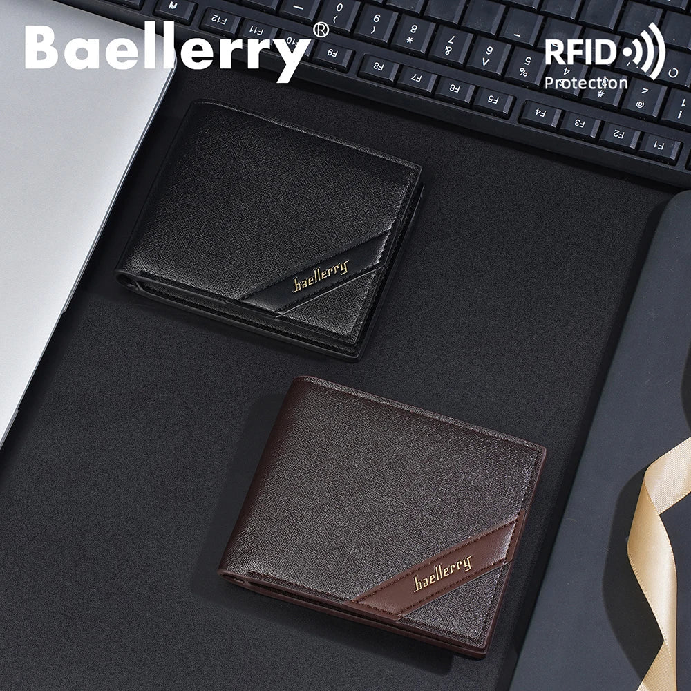Men's Bifold Wallet in PU with RFID, Zippered Coin Purse and Card Holder