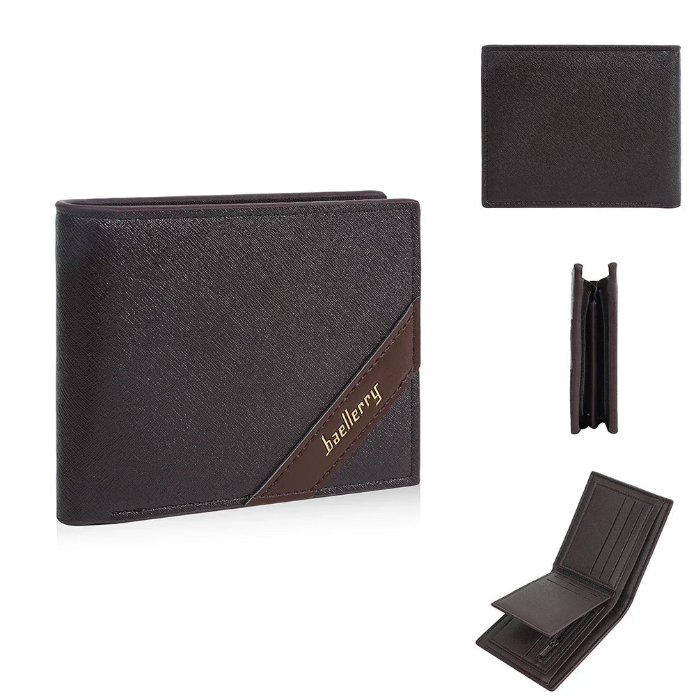 Men's Bifold Wallet in PU with RFID, Zippered Coin Purse and Card Holder