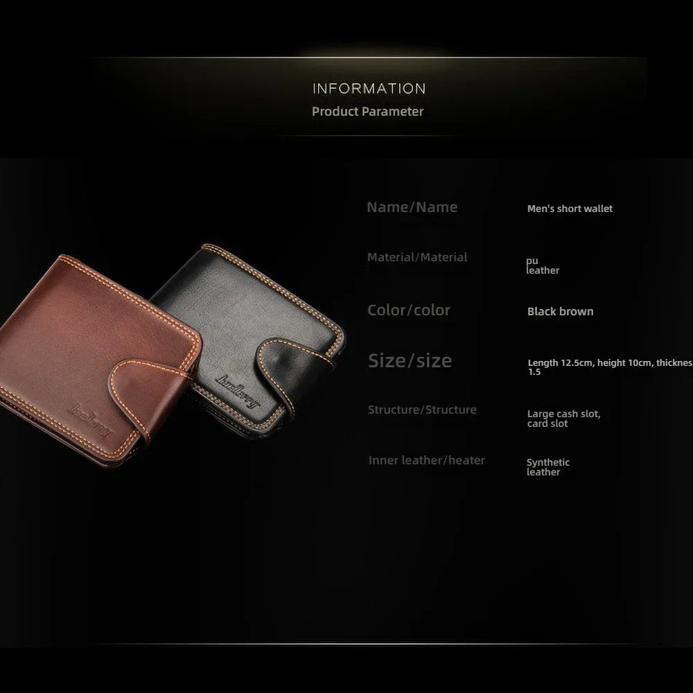 Compact RFID PU Wallet for Men with 12+ Card Slots and Snap Closure