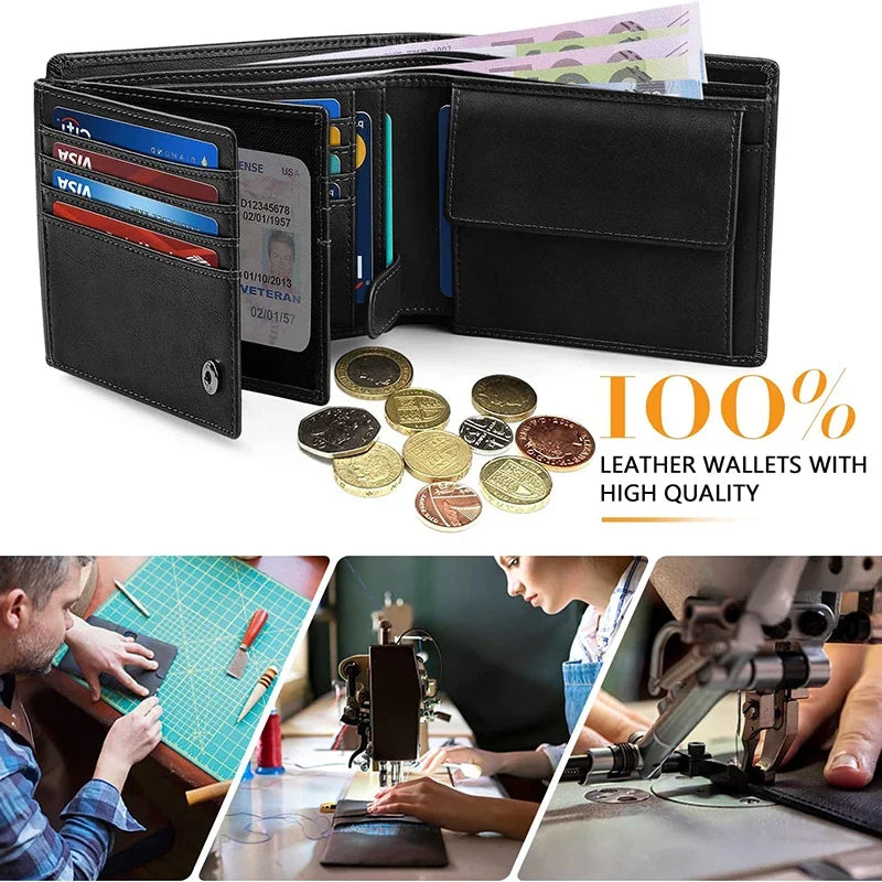 Men's Multi-Function RFID Wallet - High Capacity 15 Cards & Slim