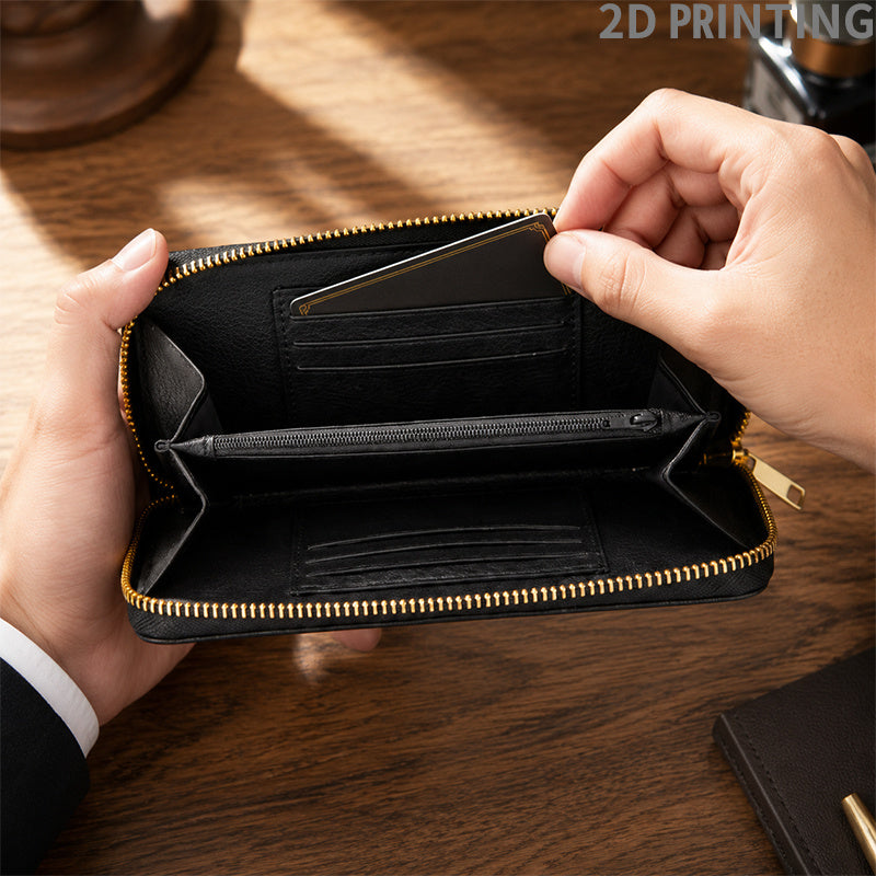 Men's Zip Wallet, Black Crocodile Print