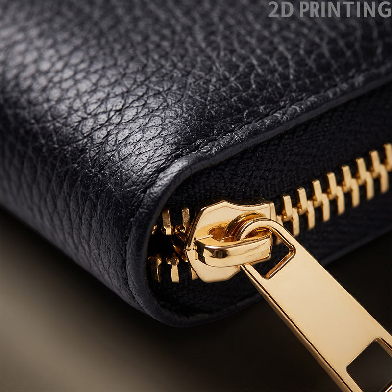 Men's Zip Wallet, Black Crocodile Print