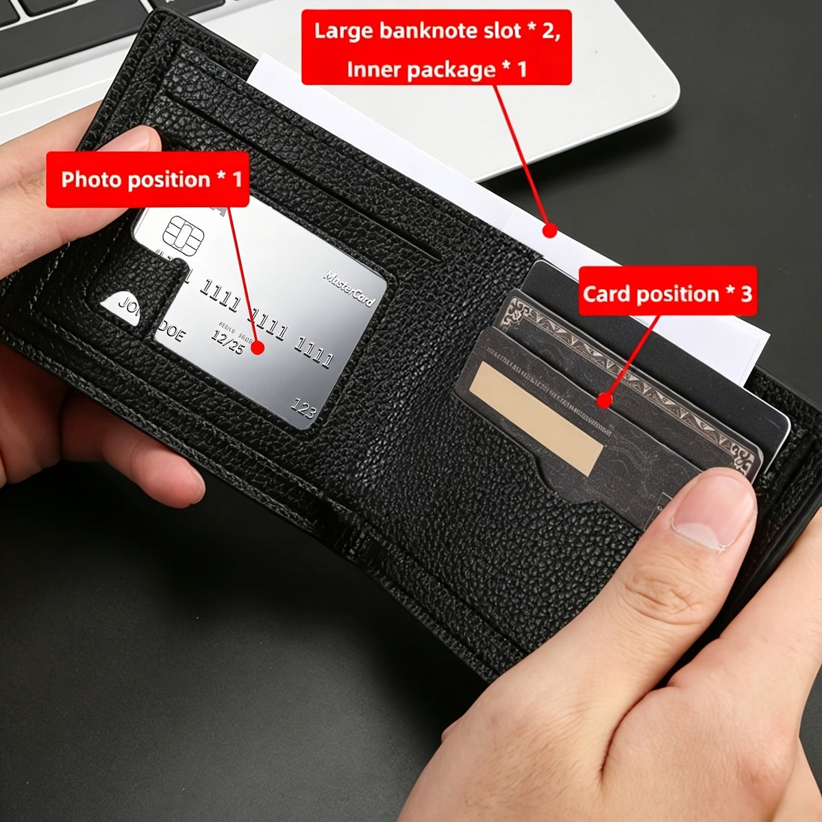 Men's Extra Slim Wallet 0.4 in, Faux Leather Crocodile Pattern