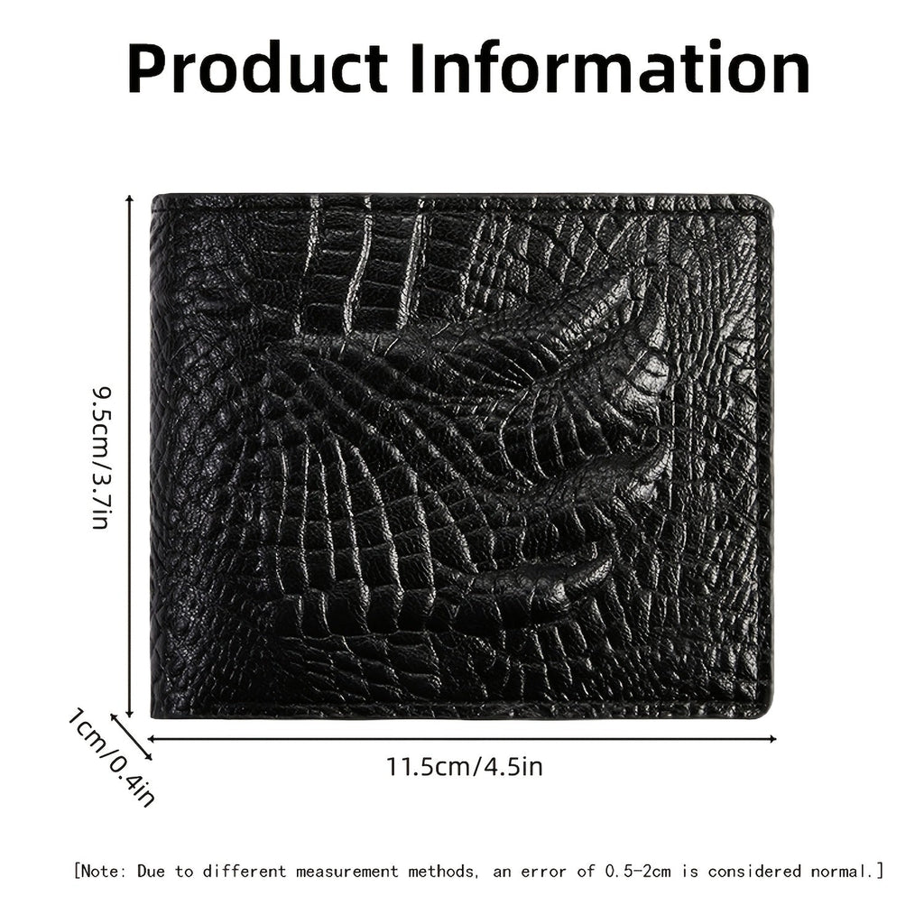 Men's Extra Slim Wallet 0.4 in, Faux Leather Crocodile Pattern