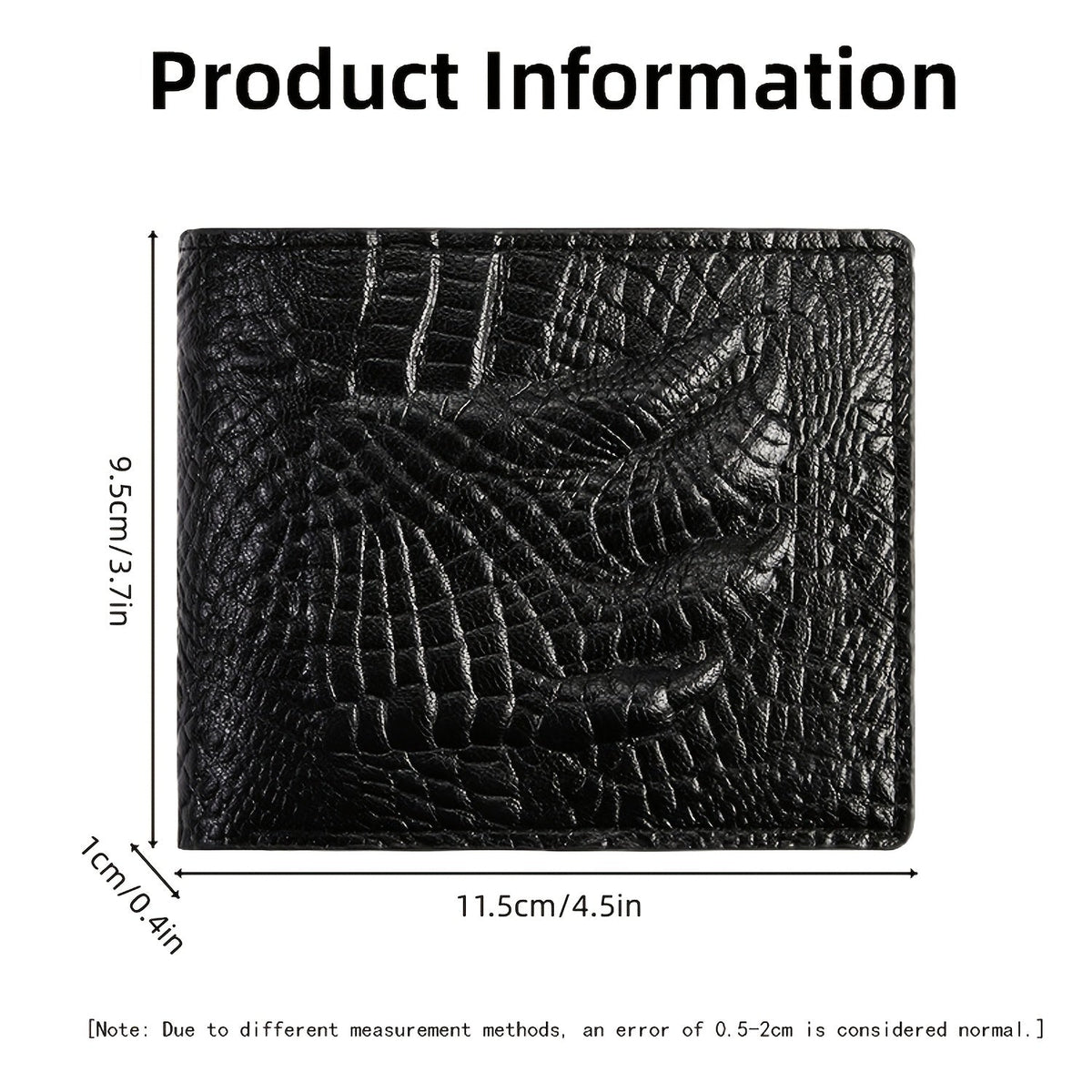 Men's Extra Slim Wallet 0.4 in, Faux Leather Crocodile Pattern