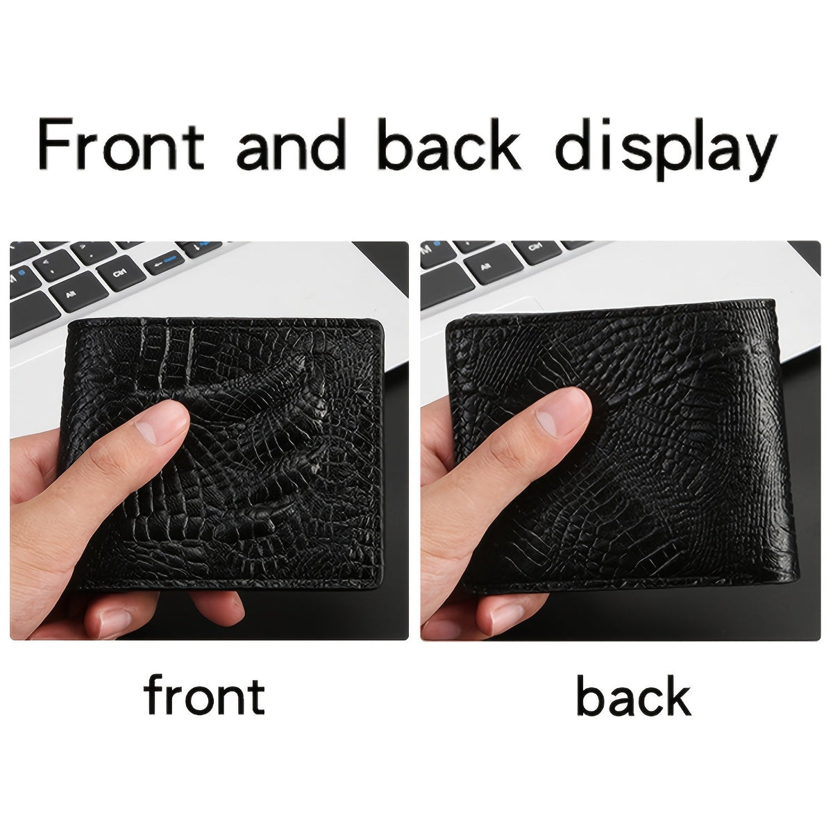 Men's Extra Slim Wallet 0.4 in, Faux Leather Crocodile Pattern