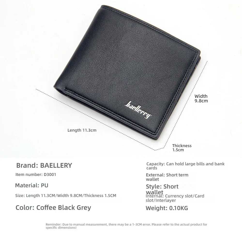 Slim Minimalist PU Leather Wallet for Men