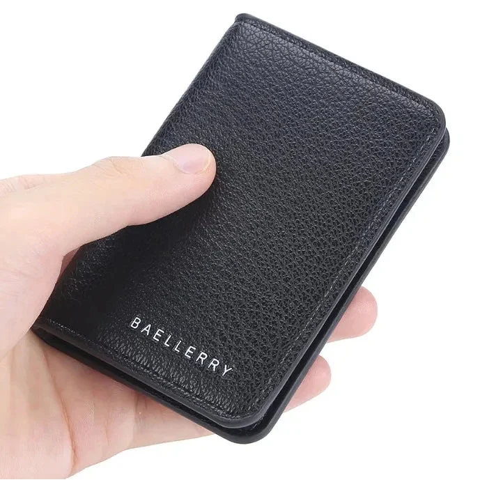 Slim Compact PU Leather Wallet for Men with Card Slots and Integrated Compartments