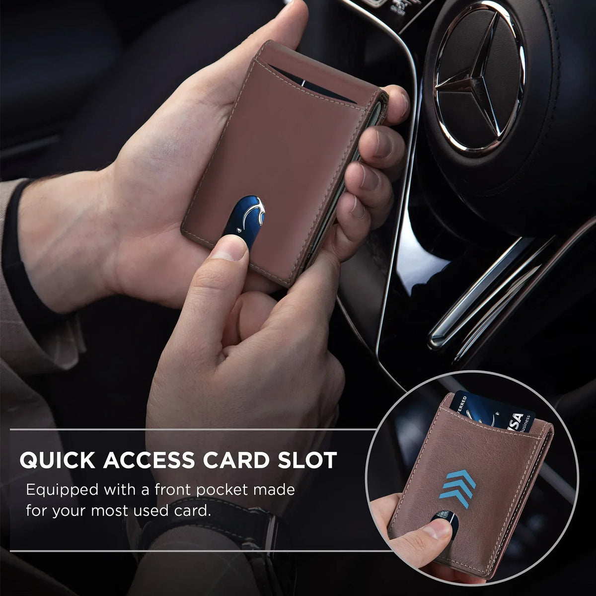 Slim Men's Wallet in Microfiber Leather with Bill Clip and RFID Protection