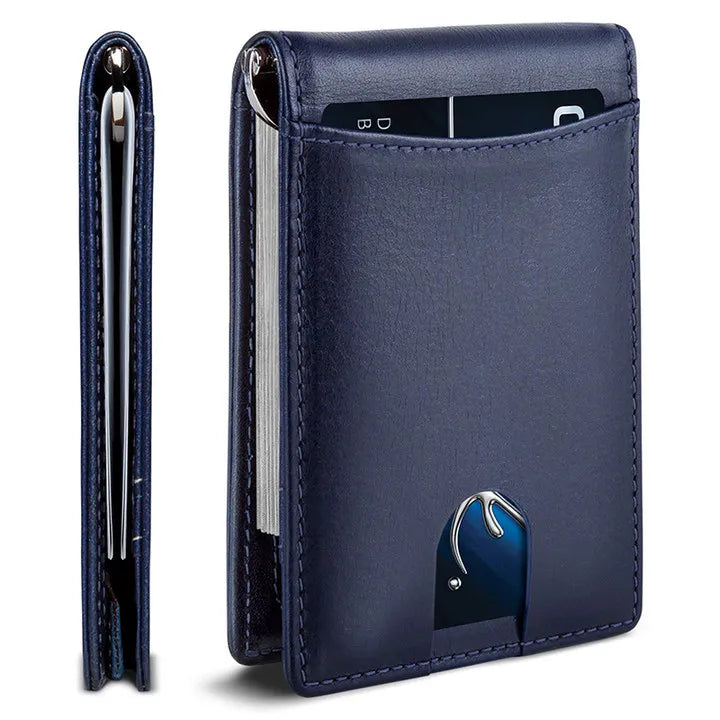 Slim Men's Wallet in Microfiber Leather with Bill Clip and RFID Protection