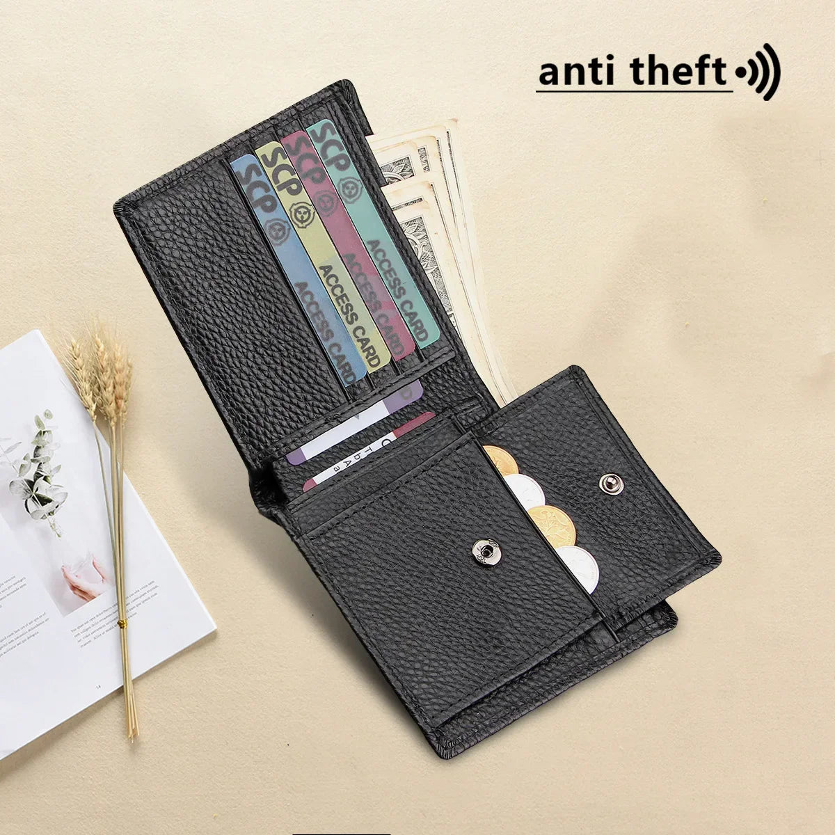 Genuine Leather Wallet - RFID Security and Compact Elegance Image