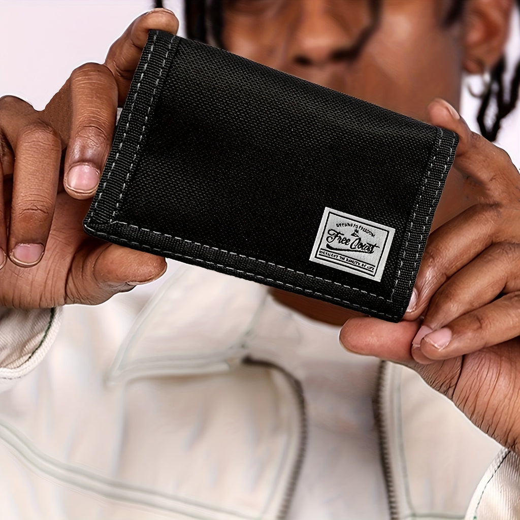 Men's 3-Fold Wallet in Fabric with Zippered Coin Pocket