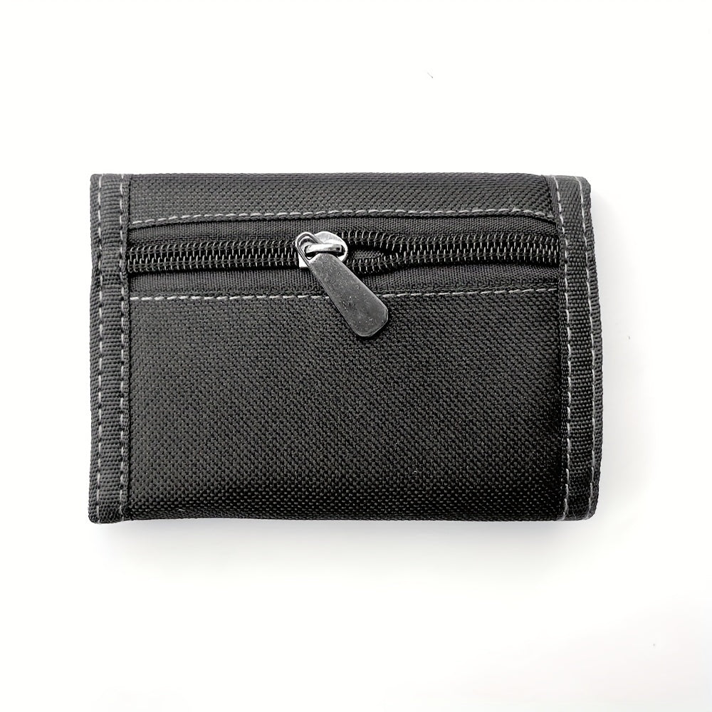 Men's 3-Fold Wallet in Fabric with Zippered Coin Pocket