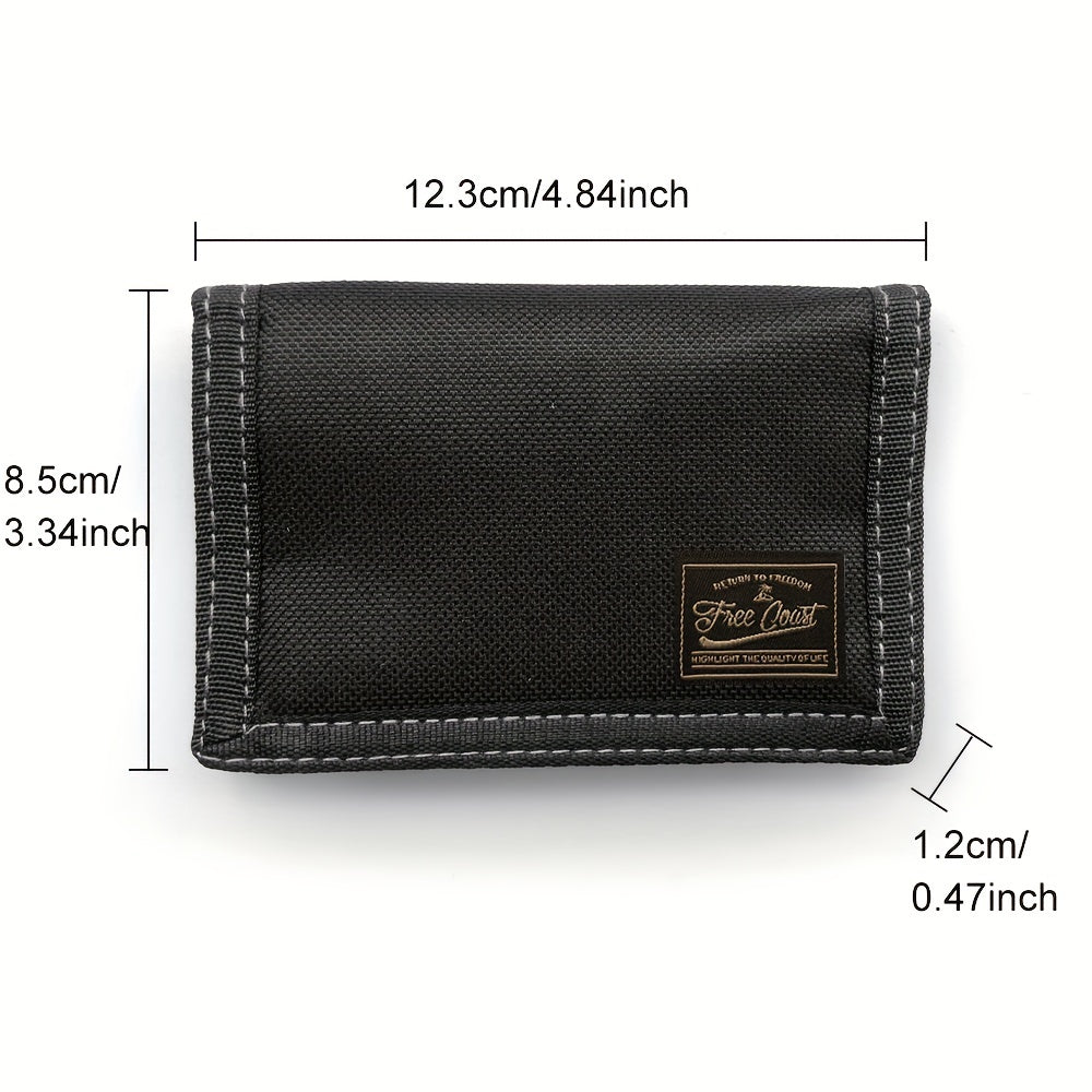 Men's 3-Fold Wallet in Fabric with Zippered Coin Pocket