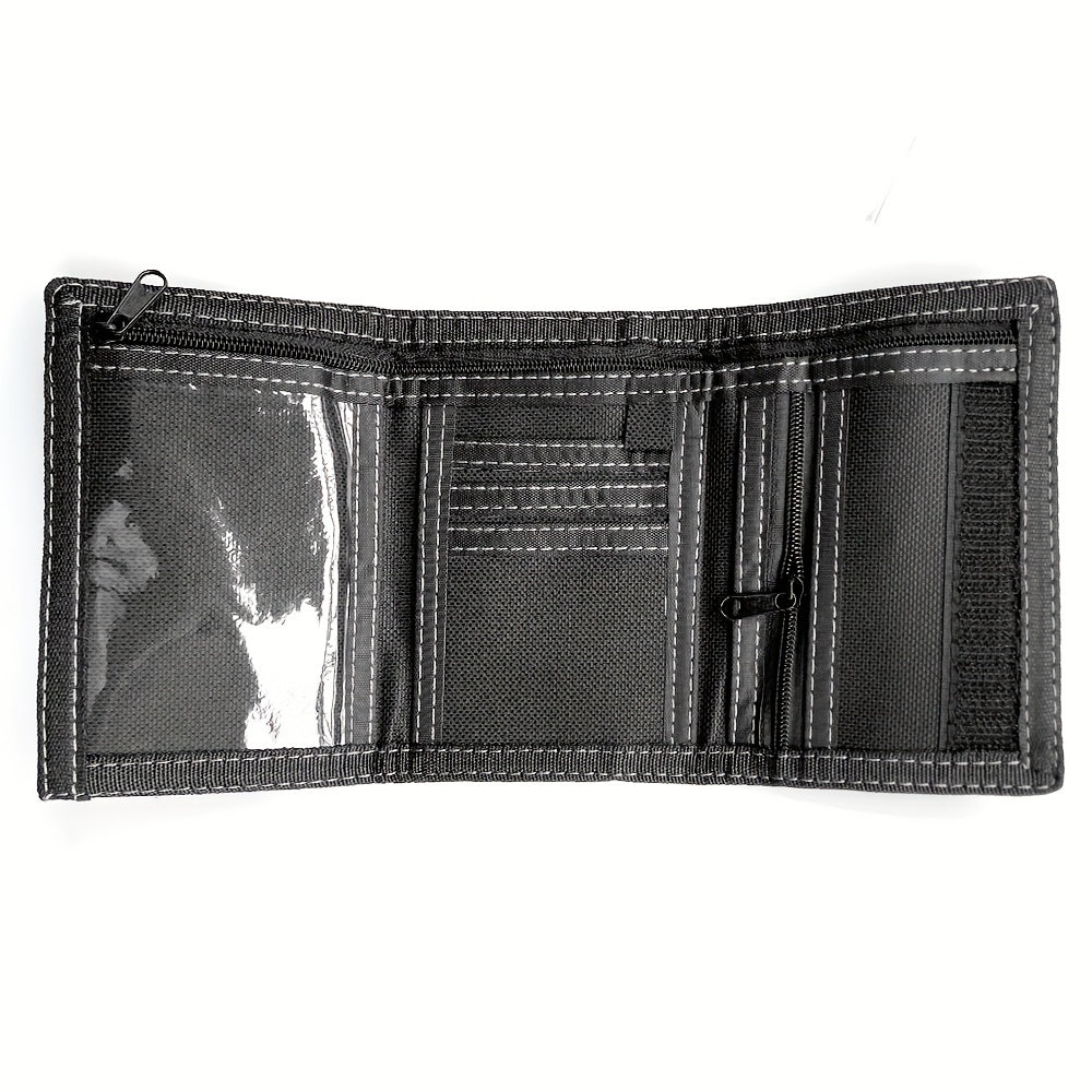 Men's 3-Fold Wallet in Fabric with Zippered Coin Pocket
