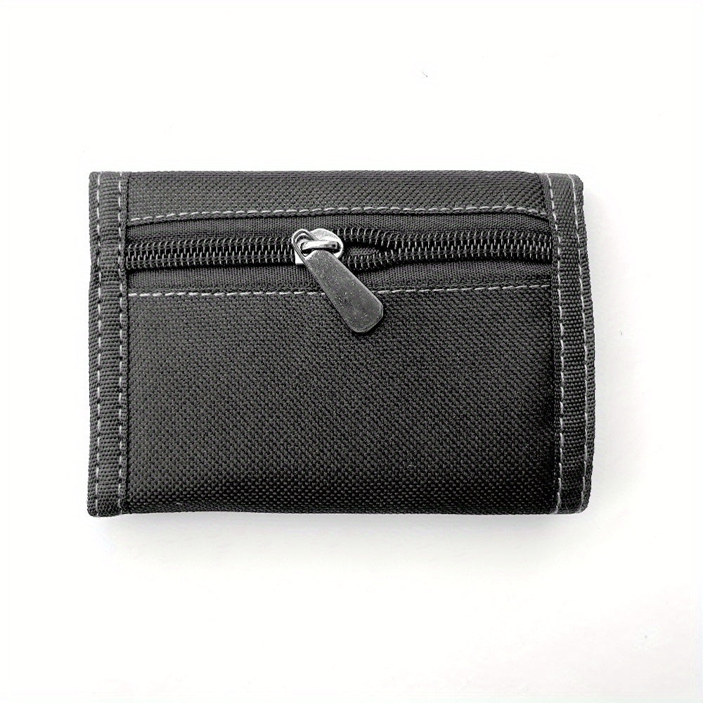 Men's 3-Fold Wallet in Fabric with Zippered Coin Pocket