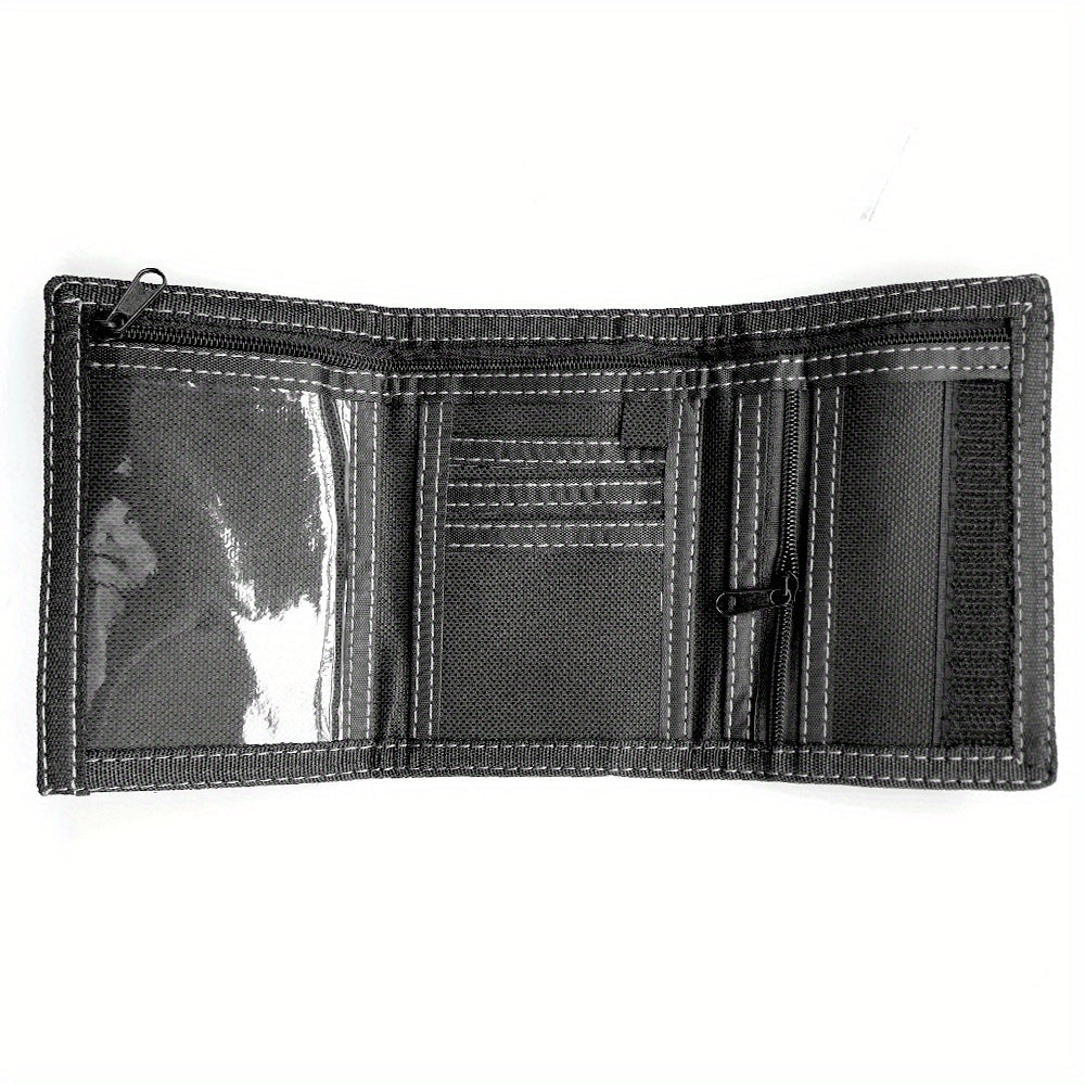 Men's 3-Fold Wallet in Fabric with Zippered Coin Pocket