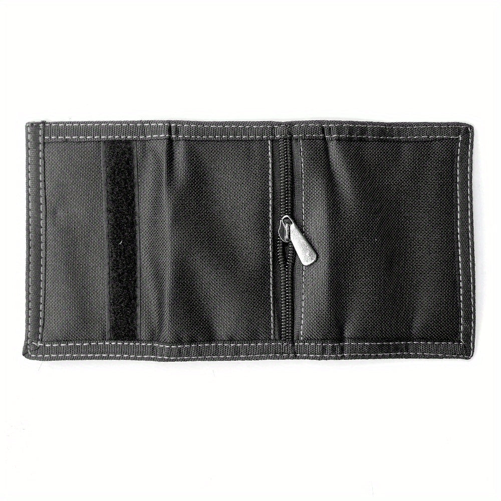 Men's 3-Fold Wallet in Fabric with Zippered Coin Pocket