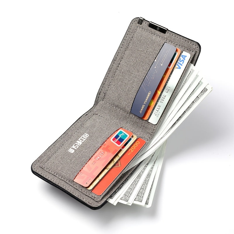 Men's Astronaut Print Canvas Wallet with Money Clip