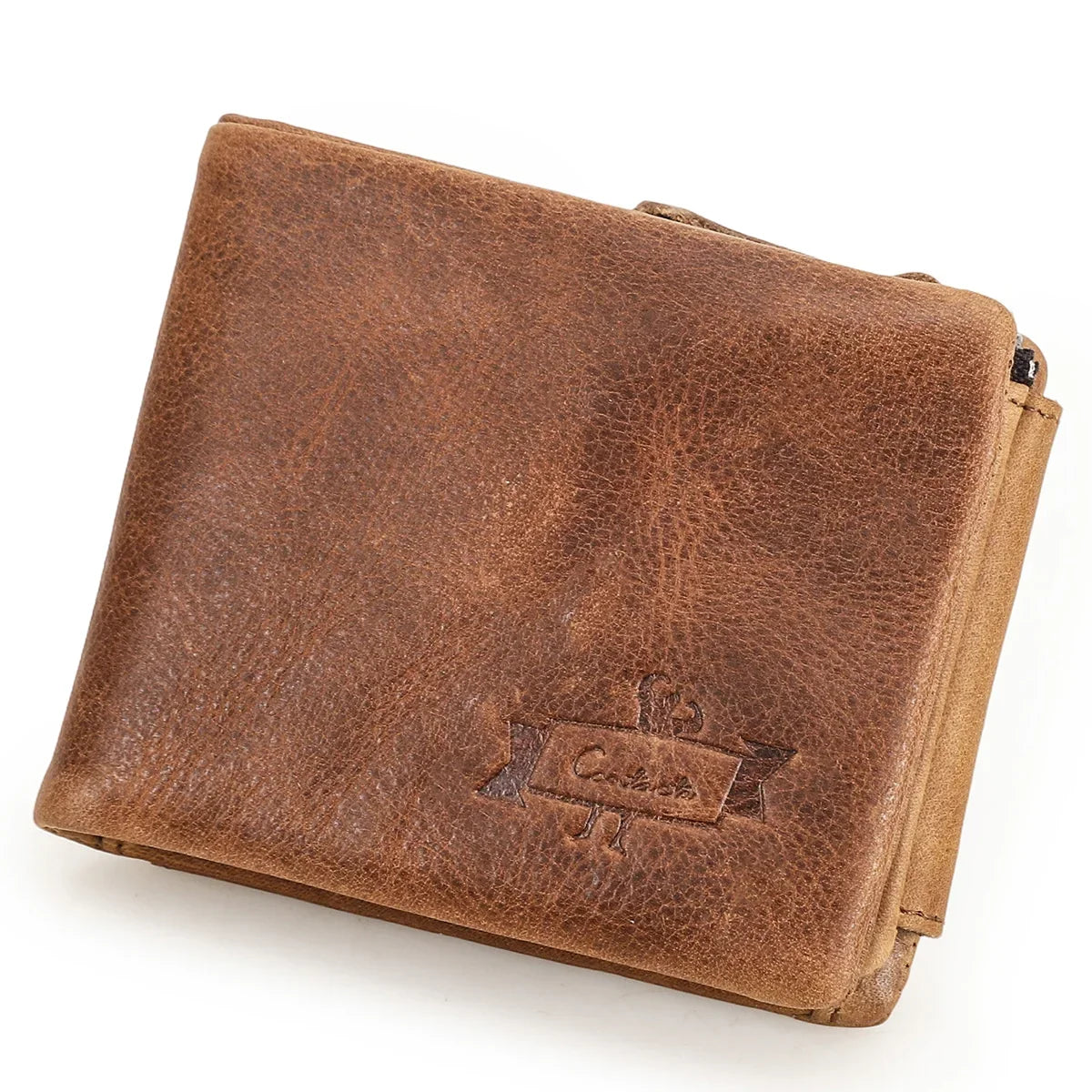 Men's Trifold Wallet in Genuine Vegetable-Tanned Leather