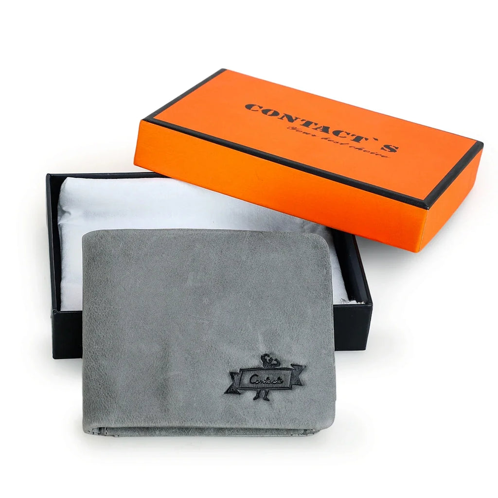 Men's Trifold Wallet in Genuine Vegetable-Tanned Leather