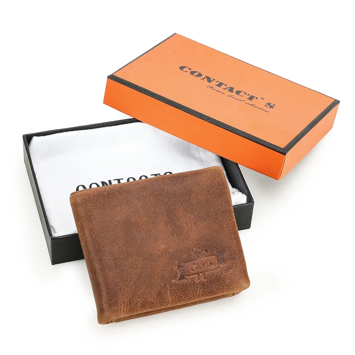 Men's Trifold Wallet in Genuine Vegetable-Tanned Leather