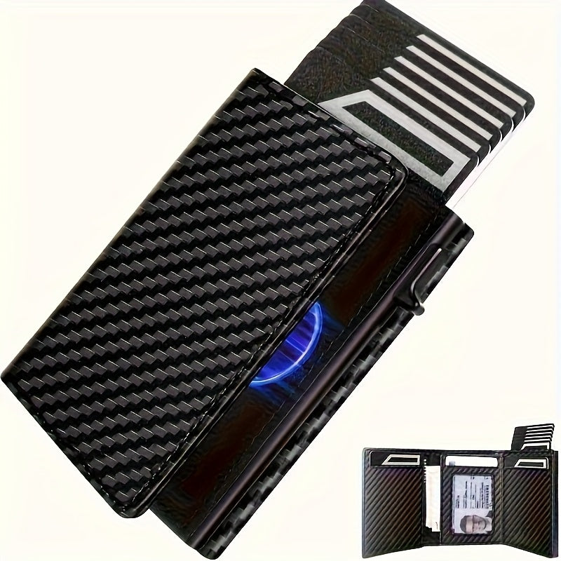 Men's Tri-Fold Wallet with Coin Zip, 9.8 x 7.5 cm