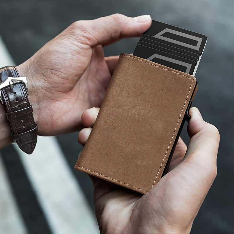 Men's Tri-Fold Wallet with Coin Zip, 9.8 x 7.5 cm