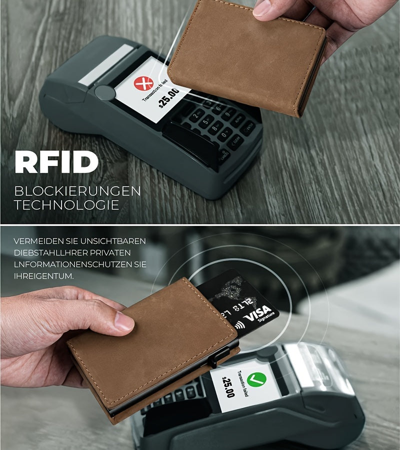 Men's Tri-Fold Wallet with Coin Zip, 9.8 x 7.5 cm