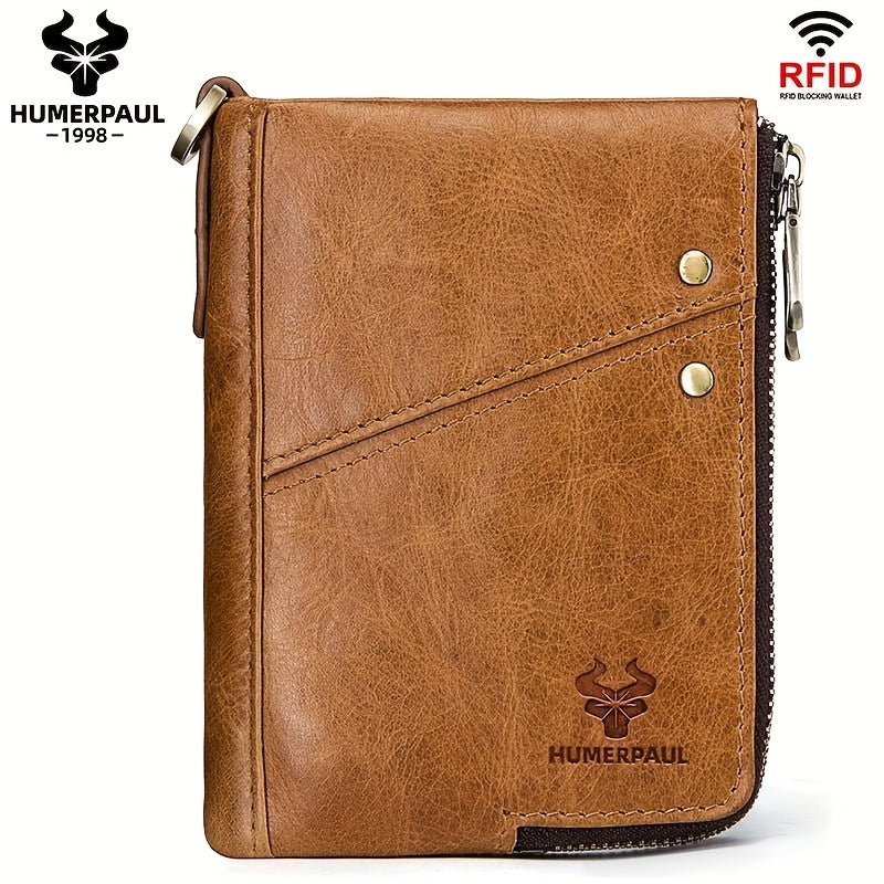 Men's Vertical Wallet, Two Zippers and Twelve Card Slots