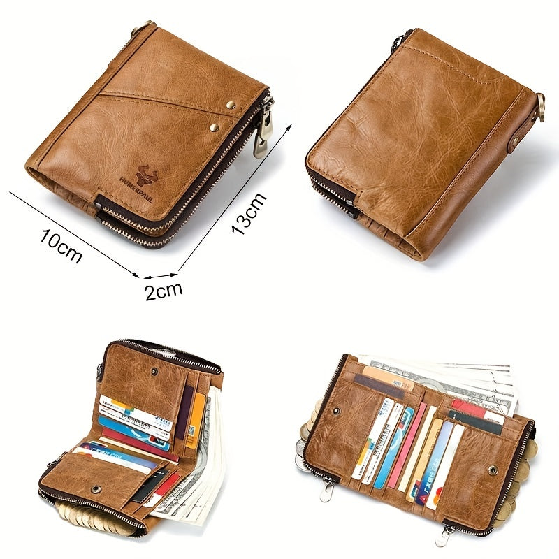 Men's Vertical Wallet, Two Zippers and Twelve Card Slots