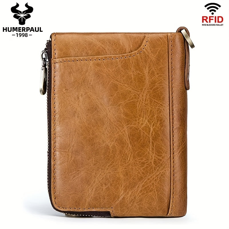 Men's Vertical Wallet, Two Zippers and Twelve Card Slots