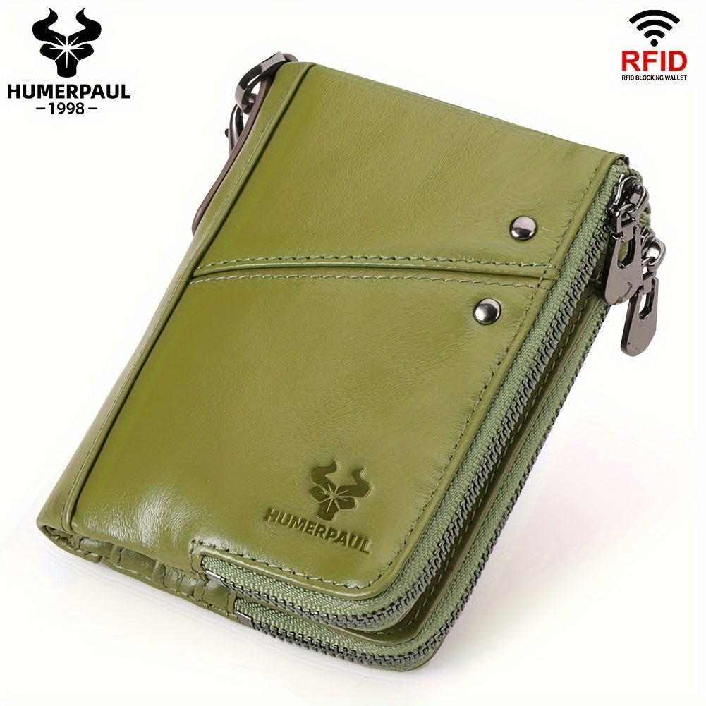 Men's Vertical Wallet, Two Zippers and Twelve Card Slots
