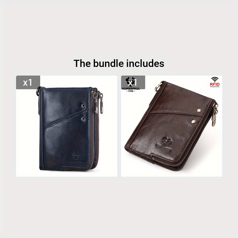 Men's Vertical Wallet, Two Zippers and Twelve Card Slots