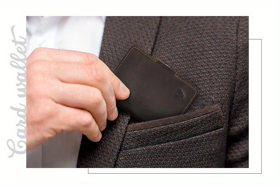 Men's Crazy Horse Leather Wallet, Metal Charger, 142 g