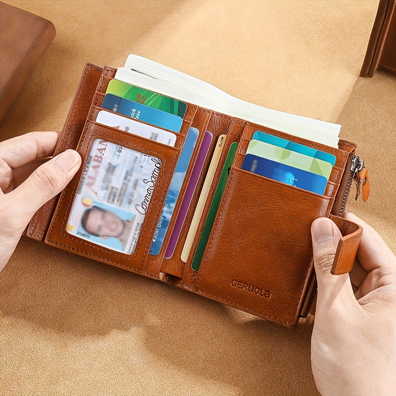 Men's Vertical Wallet with 17 Card Slots and ID Holder